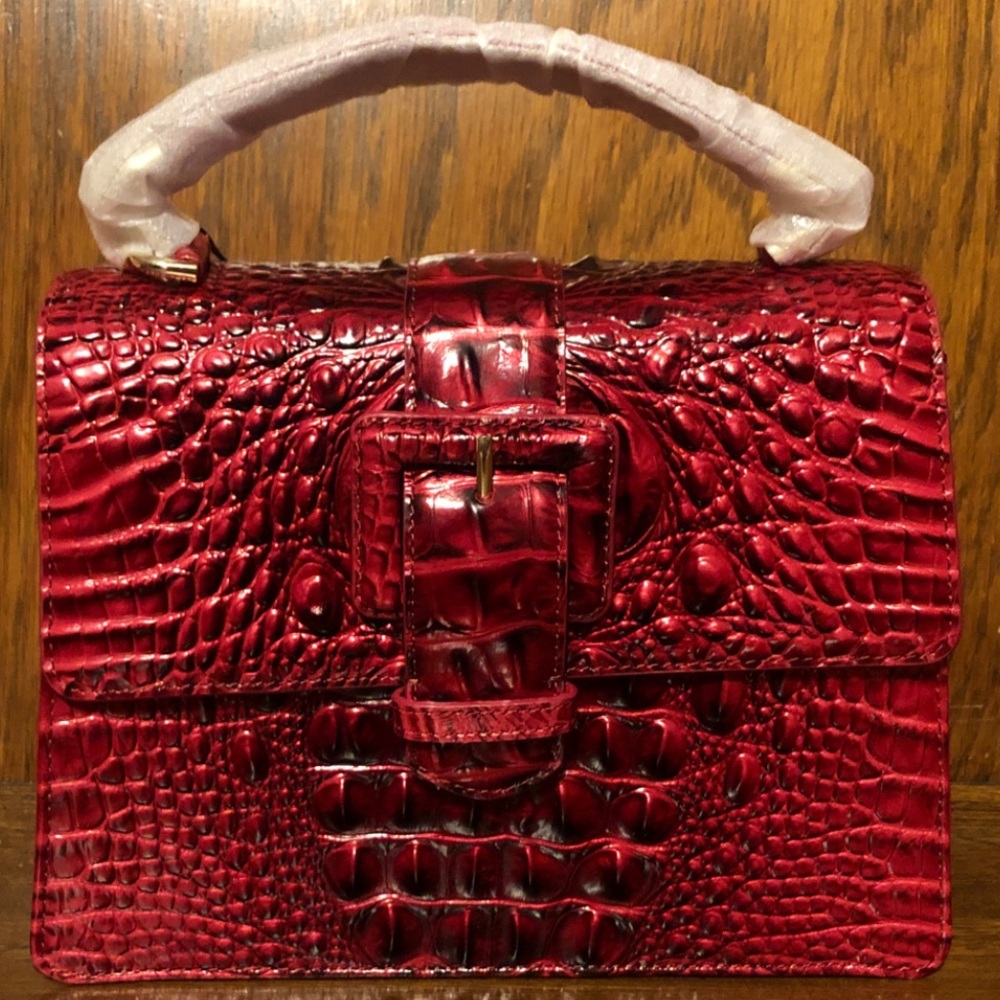 NWT-Brahmin-Small Hallie-Merlot Ombre Melbourne-Leather-Dust Bag-$325 - Picture 2 of 16